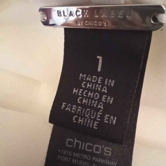 Chico's Blouse, Women, Ivory, Winged Sleeves Round Neck, Layers, 1 or L. US - Picture 2 of 10